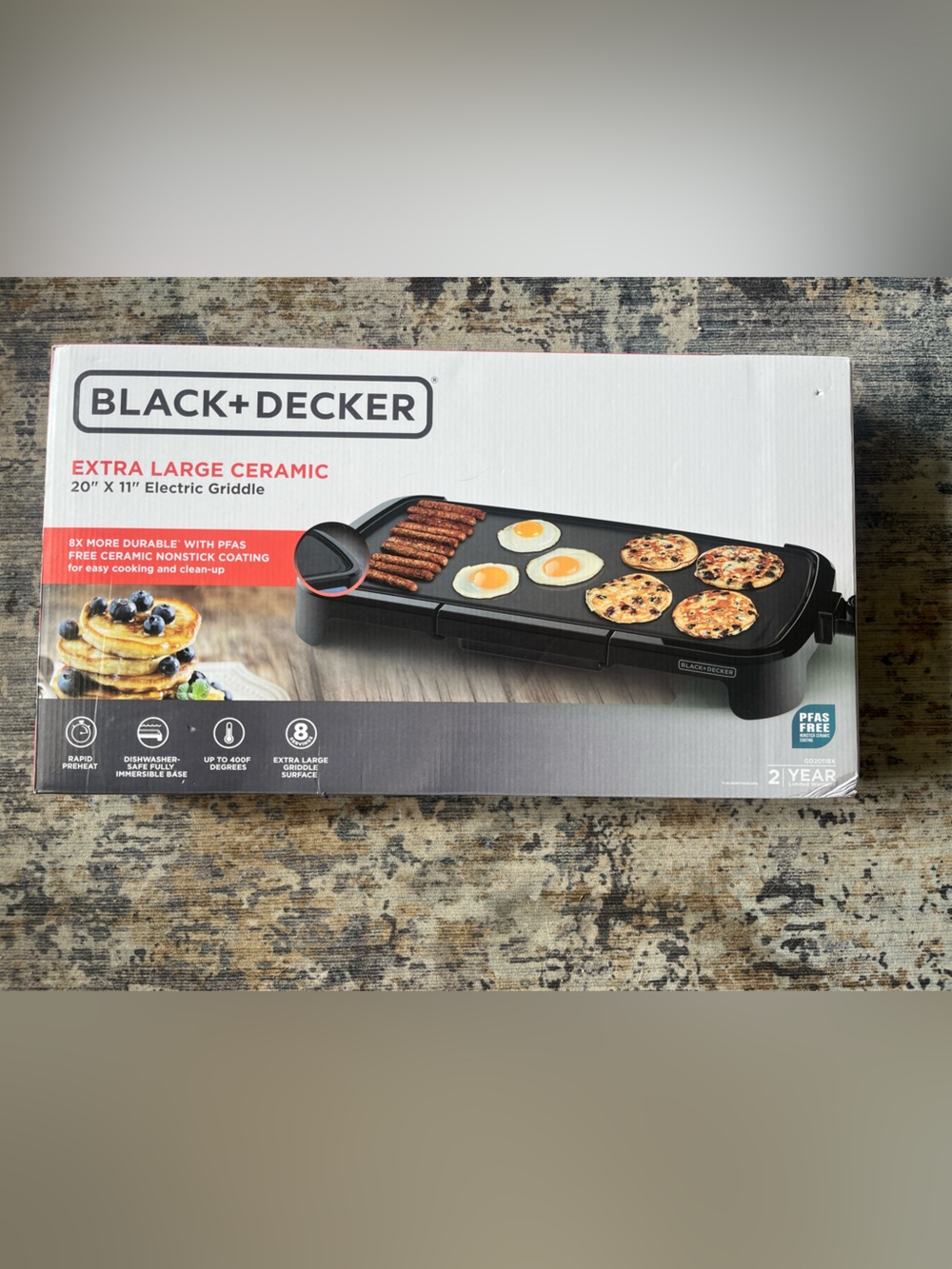 NWT- Black & Decker Black Extra Large Ceramic Electric Griddle 20 x 11